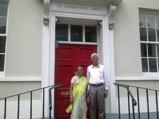 Self and Pankajam at Marx Library, London.